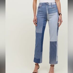Reformation - Upcycled Patchwork High Rise Straight Leg Jean